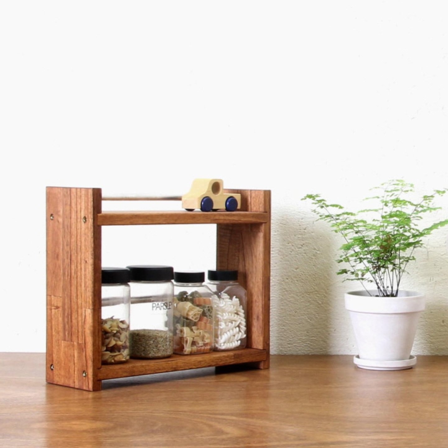 [신상품]인포캐빈 양념통선반 주방선반 미니원목선반 참죽나무 사이즈변경 주문제작가능