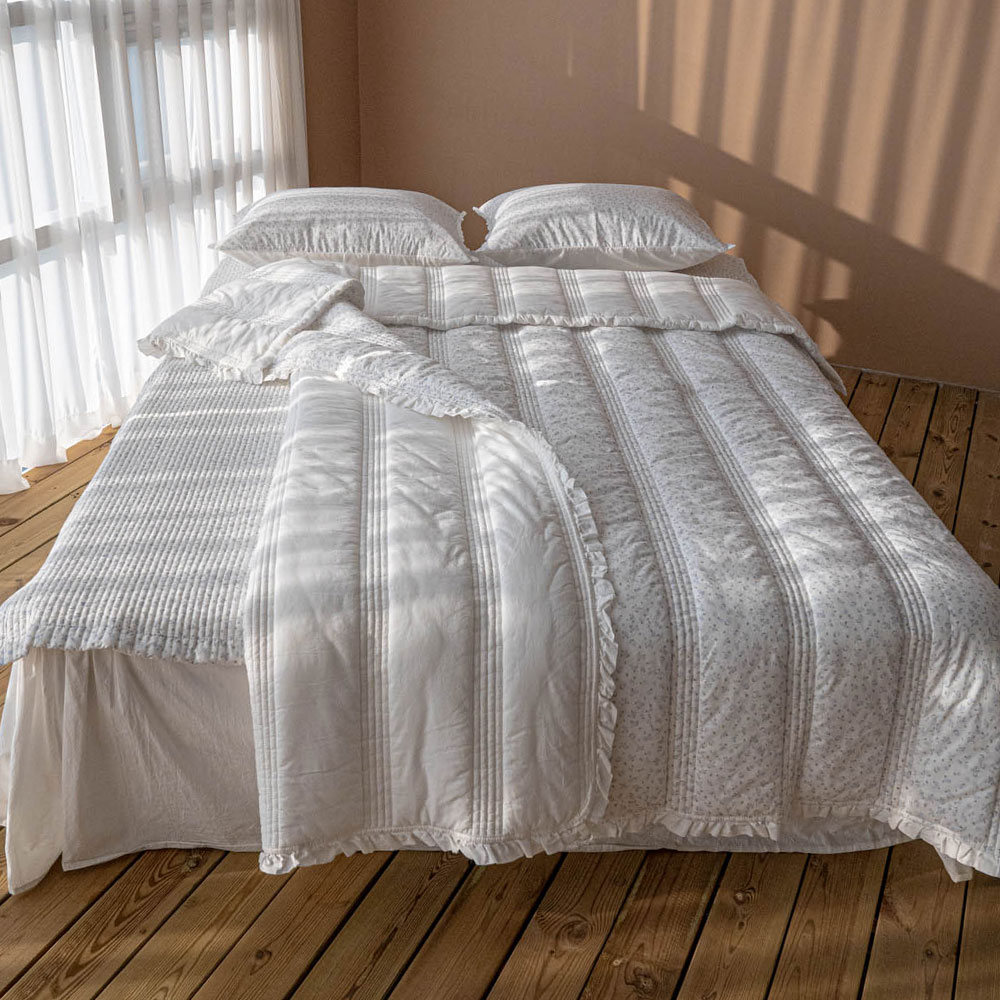 [신상품]규아르 로나 꽃무늬 아사면 홀짝 간절기 차렵이불세트 3컬러 퀸