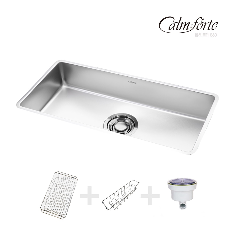[백조씽크][신상품]백조씽크 깜뽀르테860 엠보 코팅 고급 사각싱크볼 +배수구변경 가능