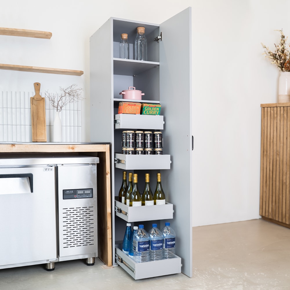 이투스가구 속 깊은 4단 팬트리장 키큰장 300 350 400 450 주방수납장 냉장고옆 틈새수납장 