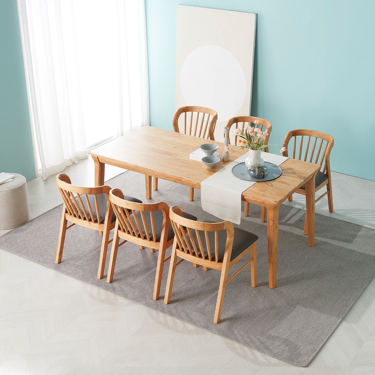 [신상품] 헤닝 몽스 6인용 원목 식탁세트-의자형