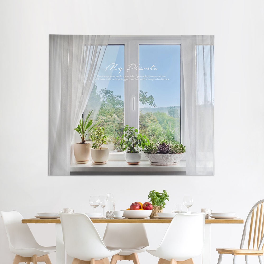 상상후 마이플랜츠 패브릭포스터 창문 가리개 가림막 인테리어 창문 풍경 뷰 2size - M (90x73cm)