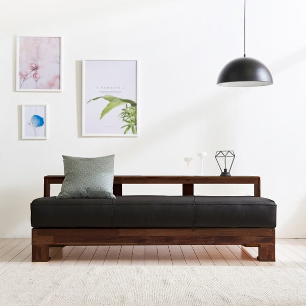 [신상품]모더니가구 코코아 천연면피 소가죽/패브릭 원목소파베드 4인용 2colors