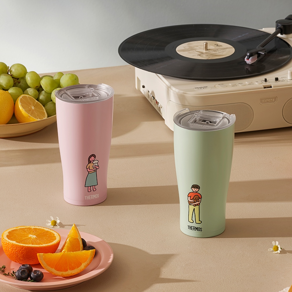 써모스 보온보냉 제로퍼제로 파스텔 소프트 콜드컵 JDE-601KLC 뚜껑포함