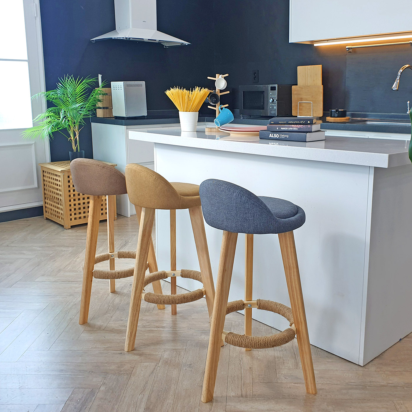 [오늘출발] [신상품] 코지테일러 아일랜드 식탁의자 홈바의자 바텐 높은 스툴 스탠딩 바체어 12colors B14 - 그레이-패브릭_50cm