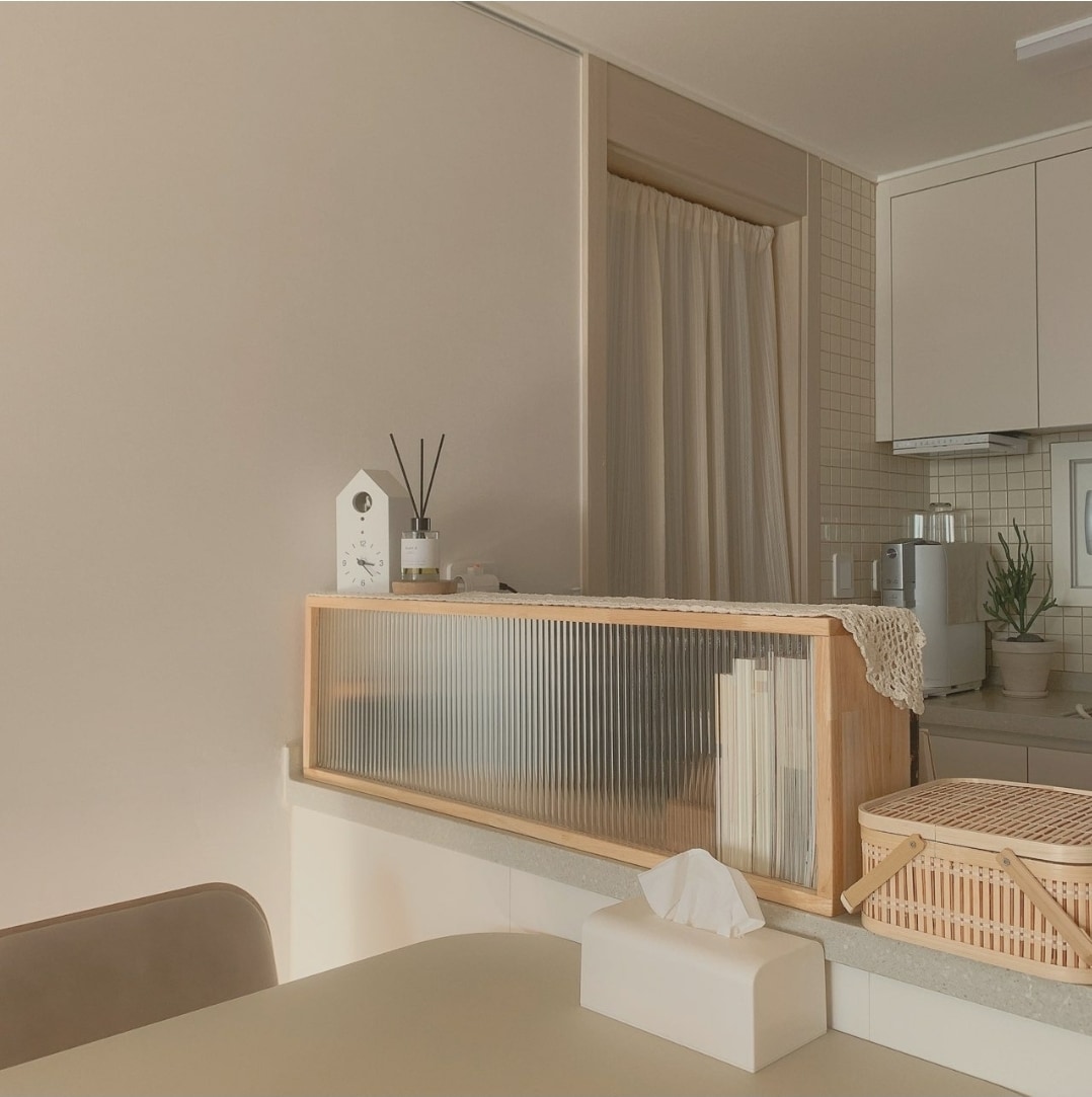 느린마을목공방 고급 AA원목 고무나무 주방파티션 아일랜드파티션 유리파티션 공간분리 가림막 맞춤제작