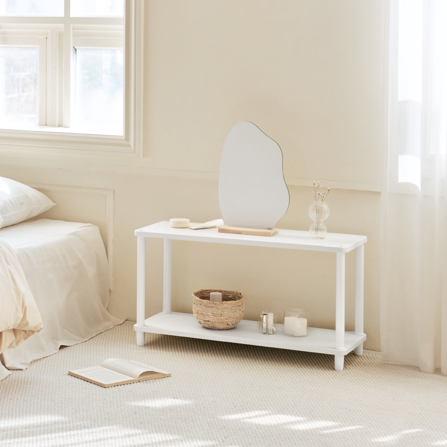 [신상품] 룸앤홈 데일리 라운드 사각 선반 렌지대 주방 수납 다용도 600/800 2type 2colors - 사각선반 화이트 2단_600