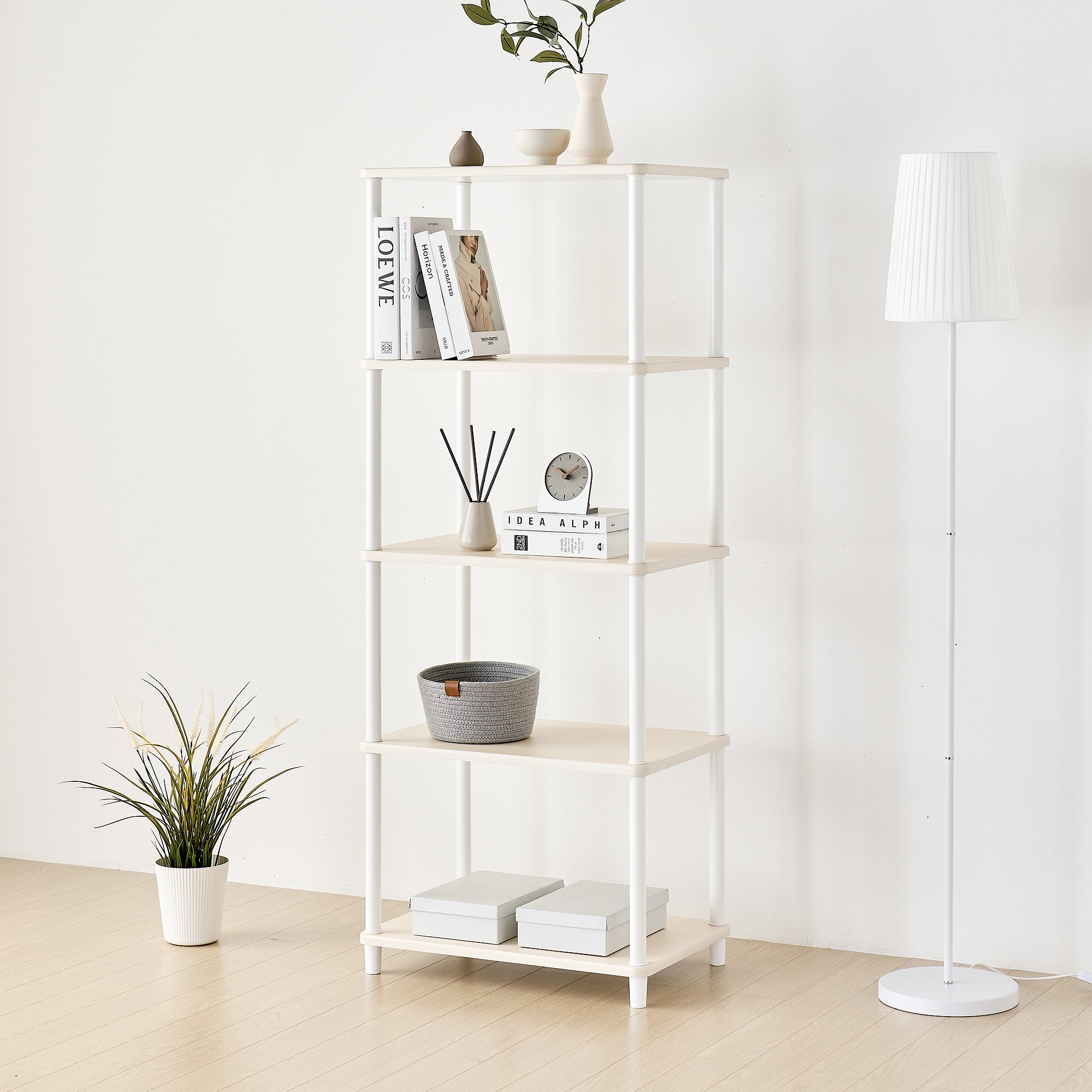 [오늘출발] [신상품] 가구레시피 쿠폰행사가 조립식 시그니처 진열장형 5단 전자렌지대 다용도수납장 주방선반 장난감정리대