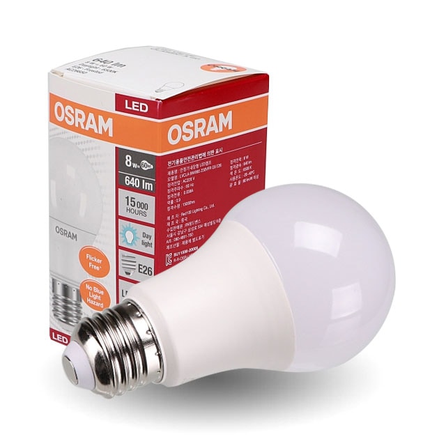[오늘출발][신상품]공간LED LED 전구 오스람 8W 벌브 플리커프리 LED램프