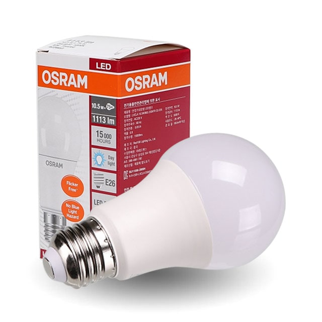 [오늘출발] [신상품] 공간LED LED 전구 오스람 10.5W 벌브 1등급 플리커프리 LED램프