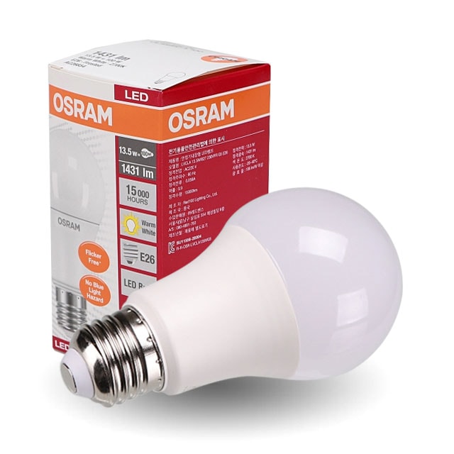 [오늘출발] [신상품] 공간LED LED 전구 오스람 13.5W 벌브 1등급 플리커프리 LED램프