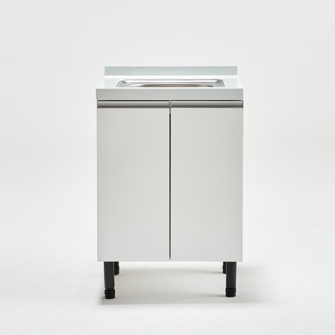 유코스 완제품 인조대리석 주방 미니 소형 사무실 원룸 싱크대 개수대 600 화이트 