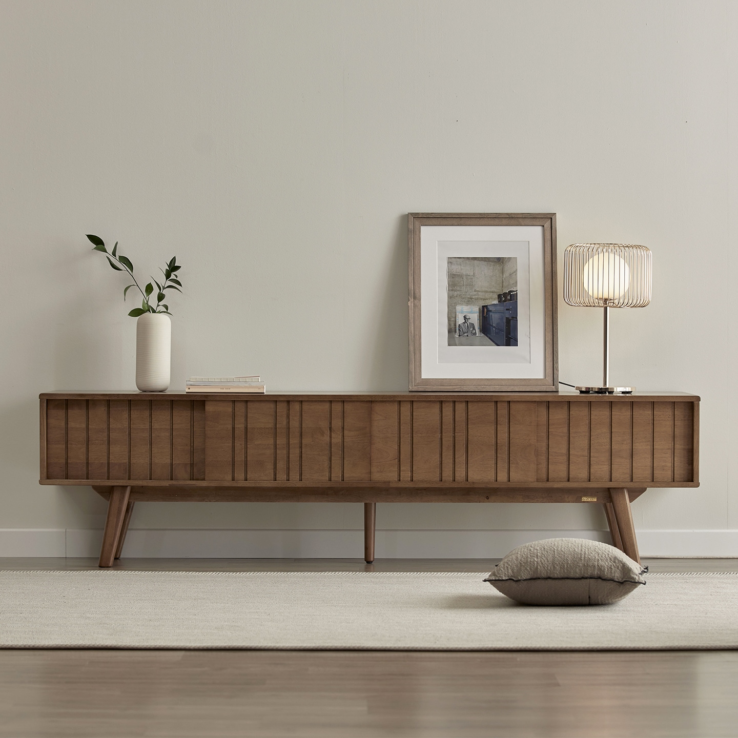 [신상품] 까르엠가구 로렌 고무나무 원목 거실장 1500/2000