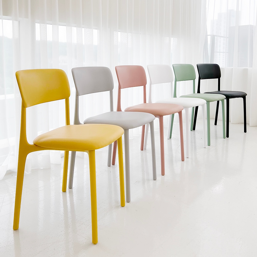더조아 마카롱체어 예쁜 파스텔톤 인테리어 업소용 카페 플라스틱 식탁 쿠션 의자 