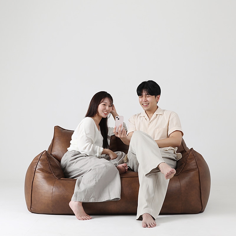 플래지어 톰 소프트 기능성 가죽 2인용 빈백 소파 가벼운 보조쇼파 