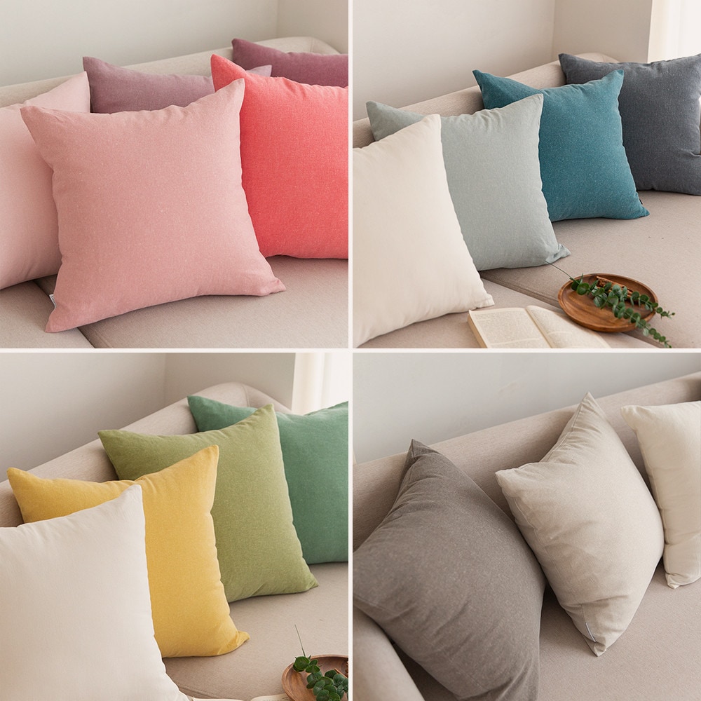 [신상품] 쿠션이야기 빈티지 터치 솔리드 쿠션 방석 커버 4size, 19color