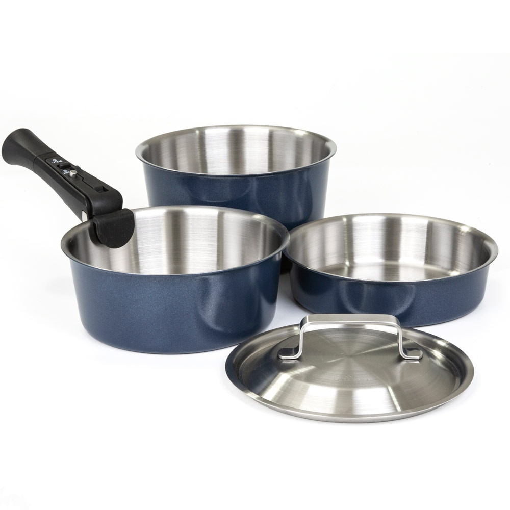 하우원클럽 퀸센스 다담 IH 통3중 탈착식 냄비세트 5P /인덕션겸용 스텐304 분리형 스텐냄비