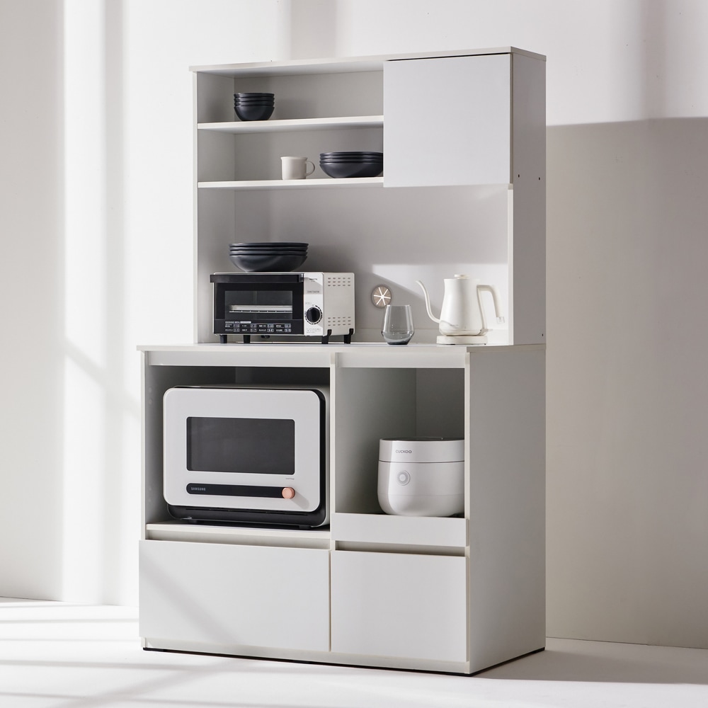 가온퍼니처 에셀르 1000 광파오븐 렌지대+상부장 세트 밥솥 전자렌지 수납장 에어프라이어 선반 