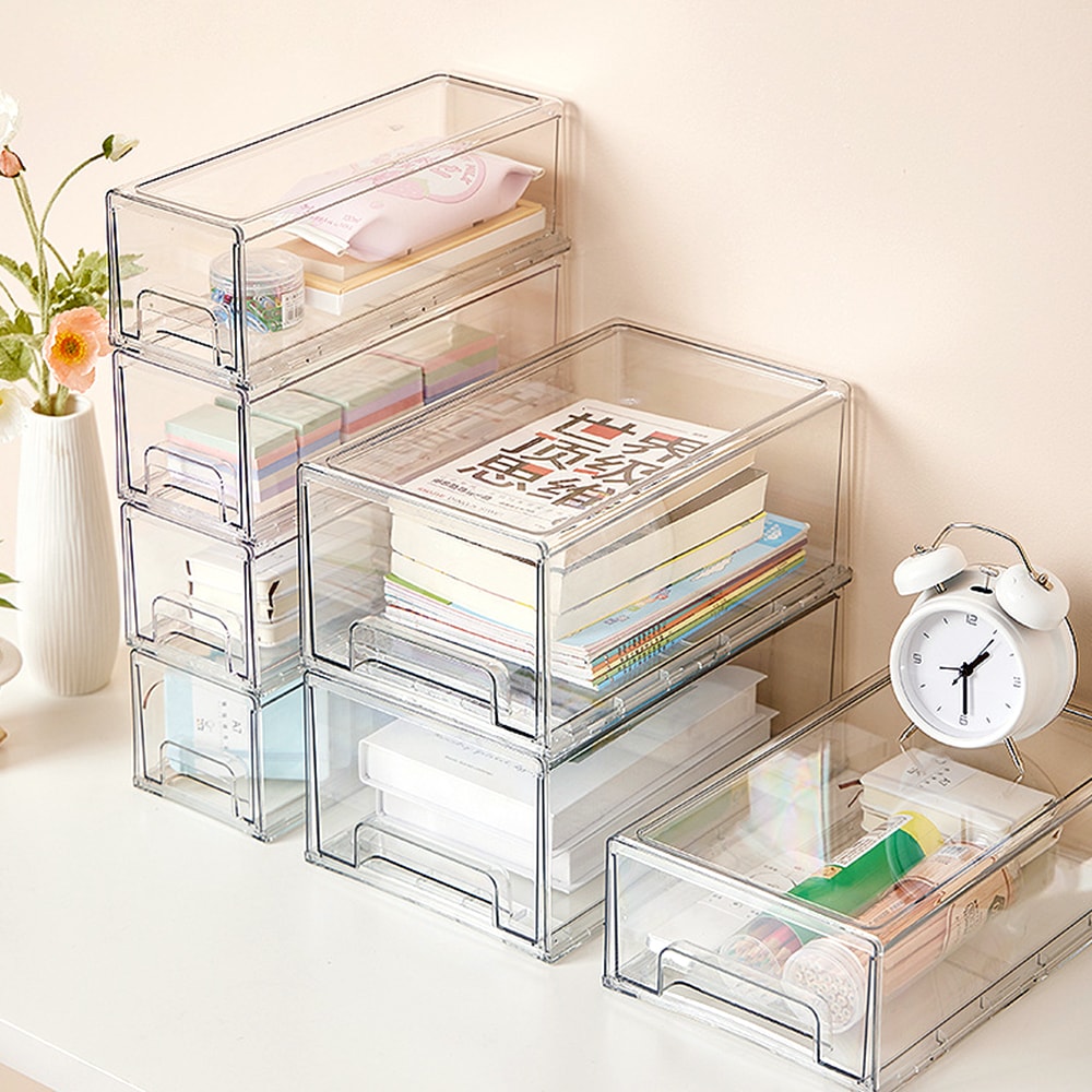 청년리빙 투명 아크릴 미니서랍 책상정리 수납함 2개입 