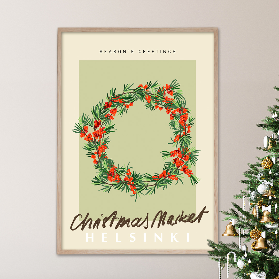 라프레임 2+1 크리스마스 그림 일러스트 포스터 겨울 인테리어 대형 액자 헬싱키 마켓