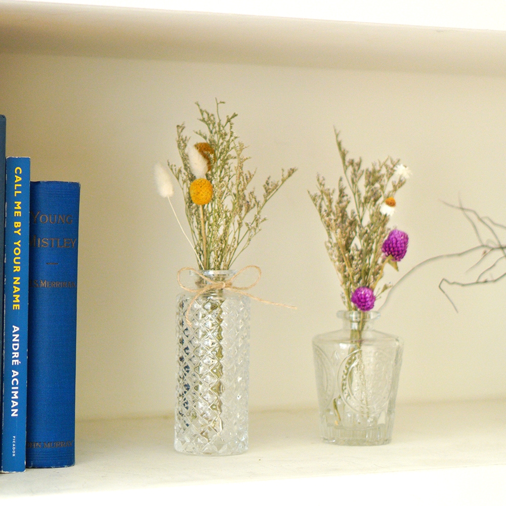 [중고] 베르포레 [리퍼]천일홍 드라이플라워 미니꽃다발 크리스탈 화병세트 디퓨져병