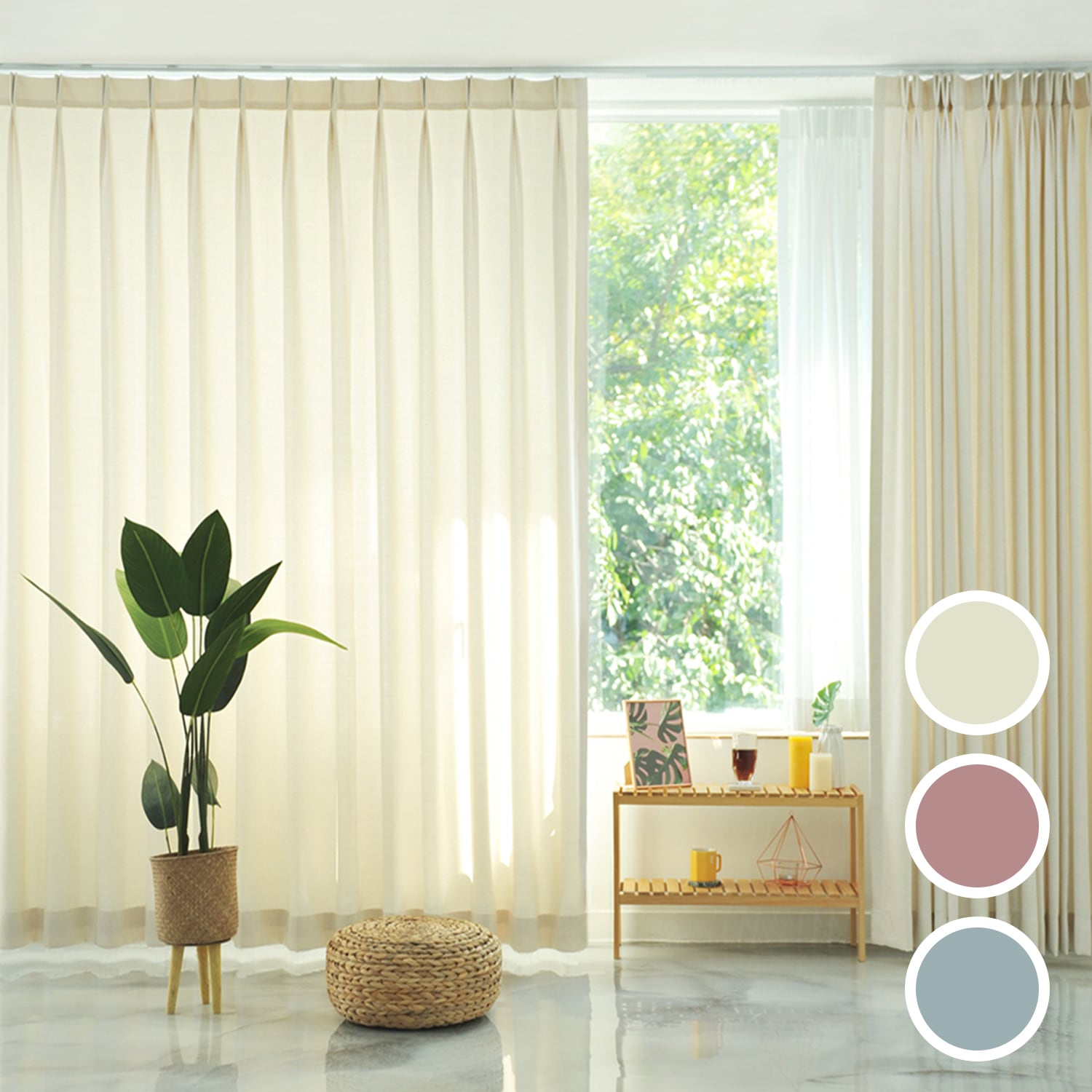 와니룸 [맞춤]딜라이트 생활암막 커튼 3colors (나비주름/민자/봉집)