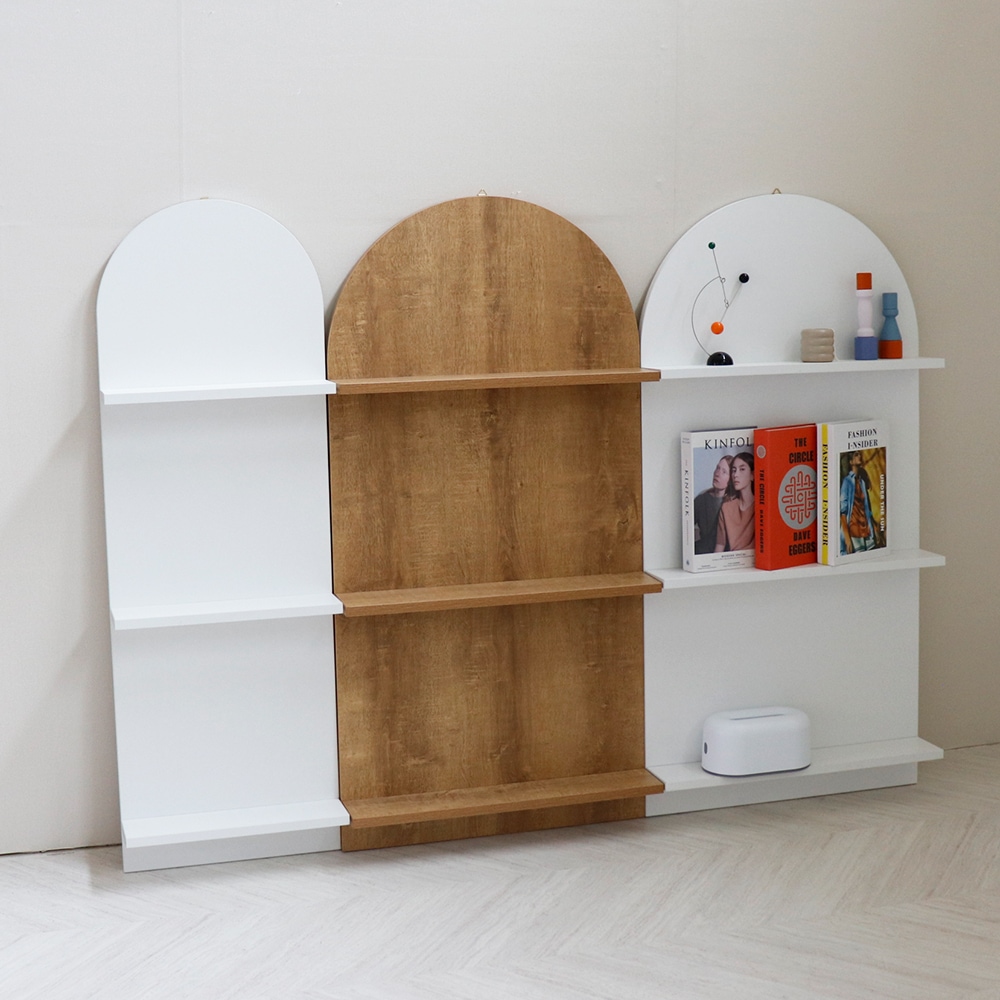 [신상품] 유브로가구 전면책장 매거진랙 3단 라운드 북선반(2color/2size)