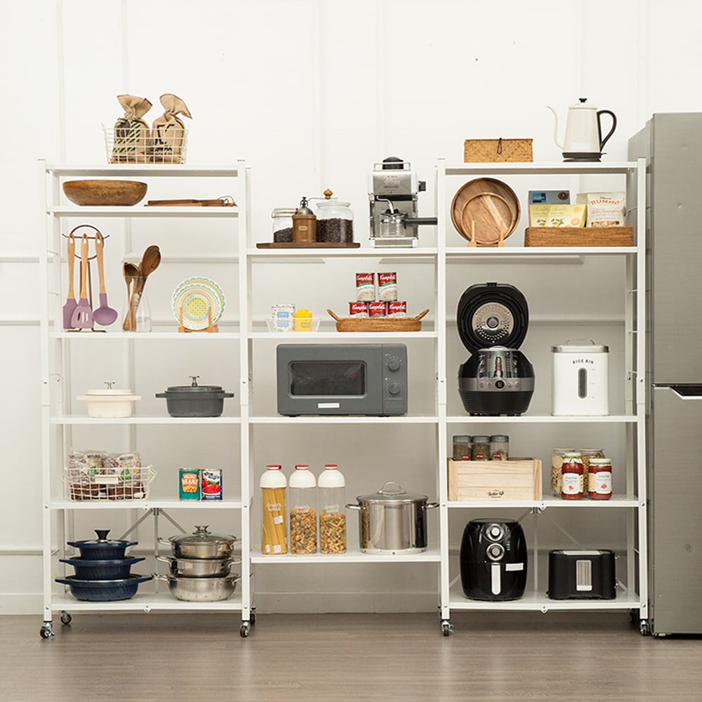 [올맘][오늘출발][신상품]올맘 커넥트 높이조절 폴딩 6단 철제선반 2colors