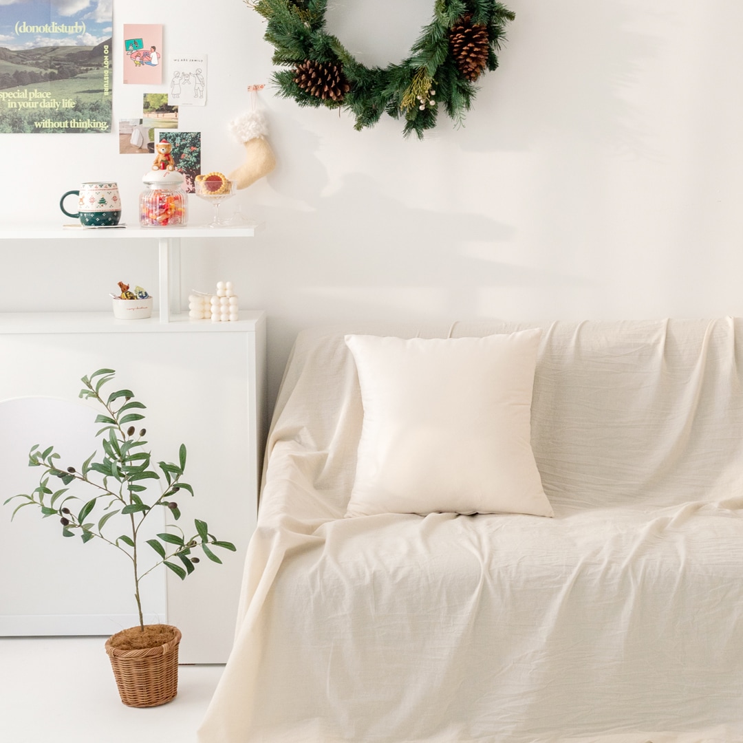 봄바람 부드러운 극세사 아이보리 쿠션커버 6sizes