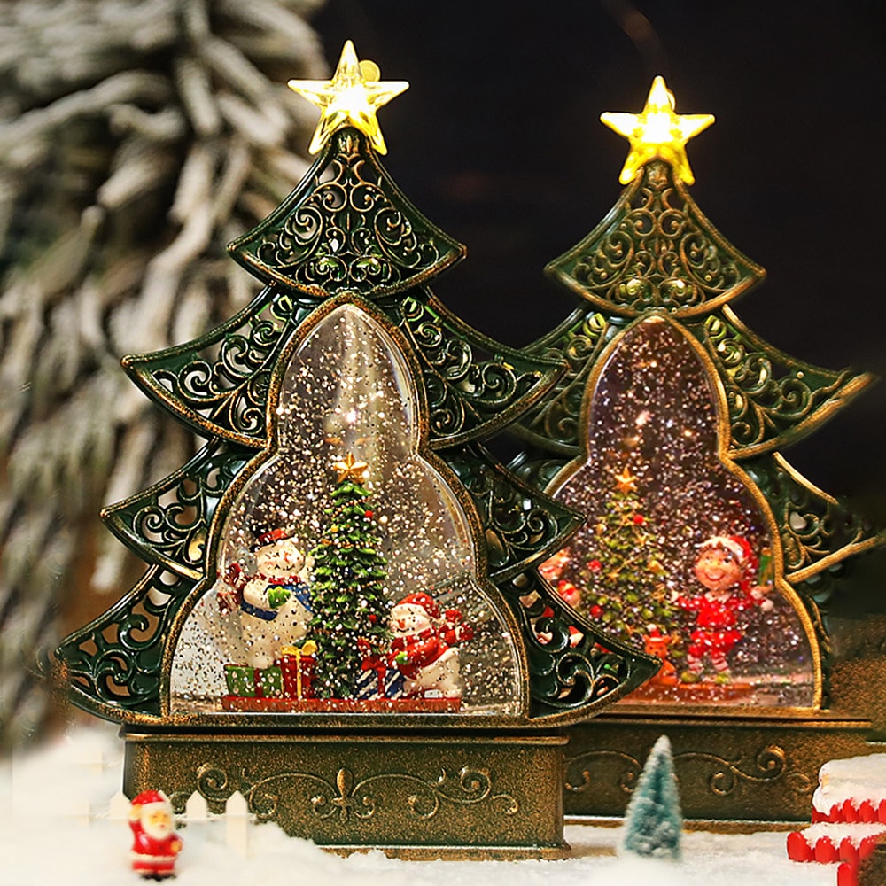 레나에너지 LED 크리스마스 오르골/스노우볼 O. 엔틱 트리 워터볼 무드등 2types(캐롤 8곡)