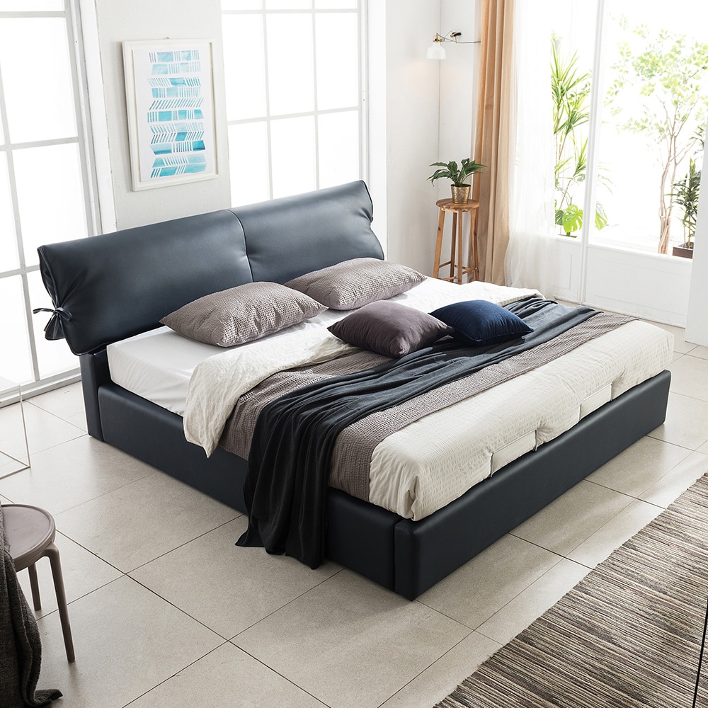 쉐우드가구 린트 모션베드 가죽 전동침대 Q퀸(메모리폼 매트리스 포함) 