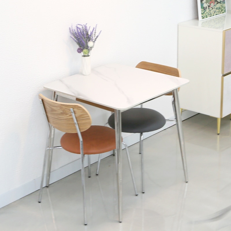 참갤러리 정사각 세라믹 스텐 2인용 식탁 테이블 700 (의자추가구성)