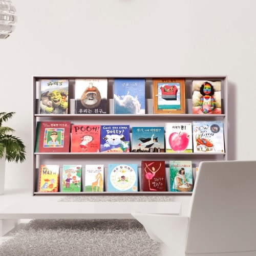 [신상품]트리앤그린 유아 원목 전면책장 3단 3size 6colors-B형 - 900사이즈(몰딩홈있음)_투명