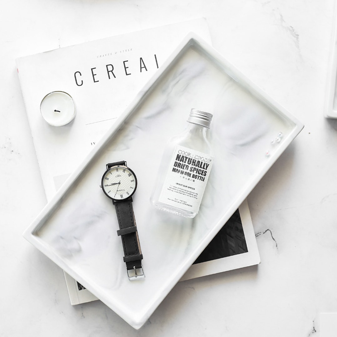 살림하는집 마블 대리석 패턴 트레이 화장대 화장품 정리