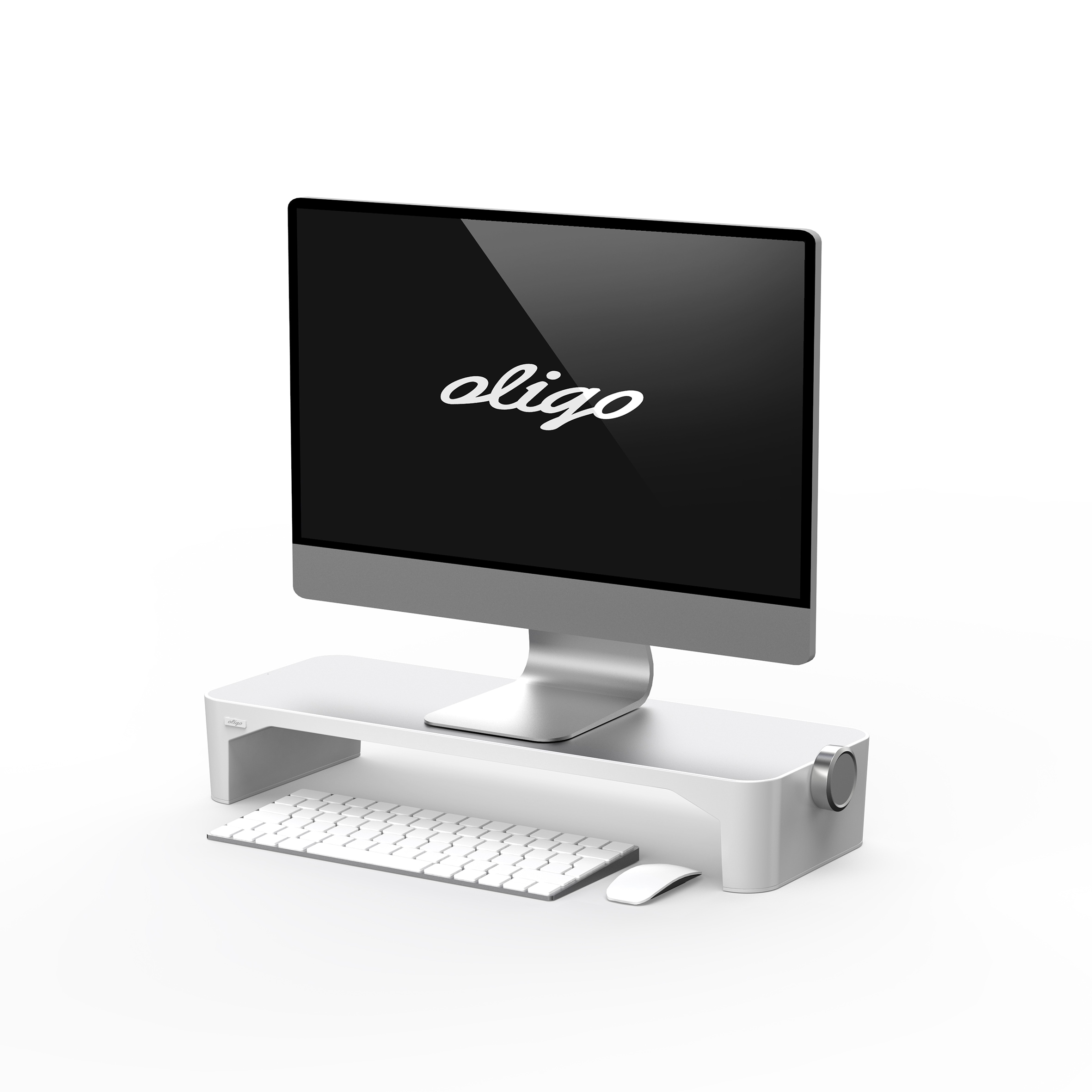 올리고 높이조절 화이트 알루미늄 모니터 노트북 아이맥 맥북 받침대