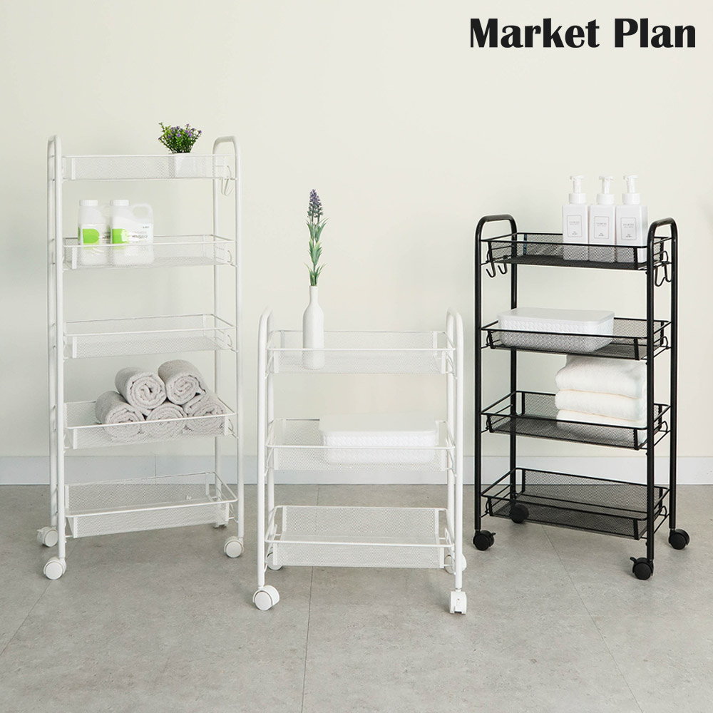 [마켓플랜][오늘출발][신상품]마켓플랜 메쉬 철제 트롤리_4단