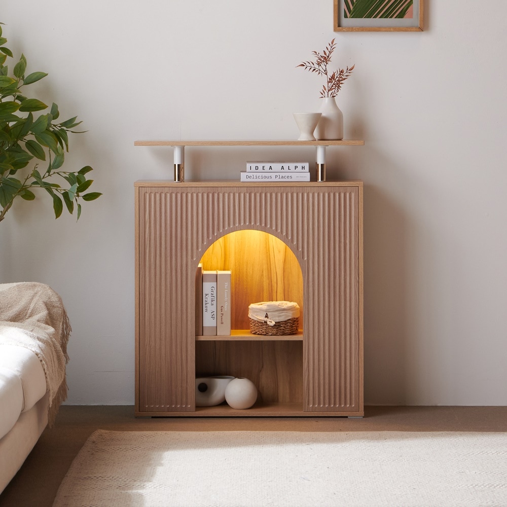 [우드하임][신상품]우드하임 비바 LED 조명 벽난로 거실장 수납장 인테리어 장식장 콘솔