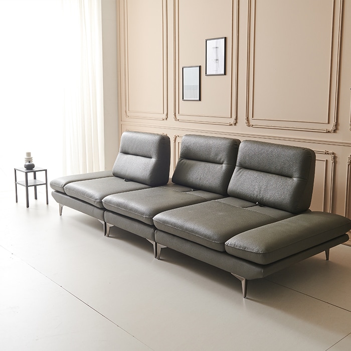 bif보루네오 디에르 모건 스윙기능 천연통가죽 4인 소파(스툴추가가능) 