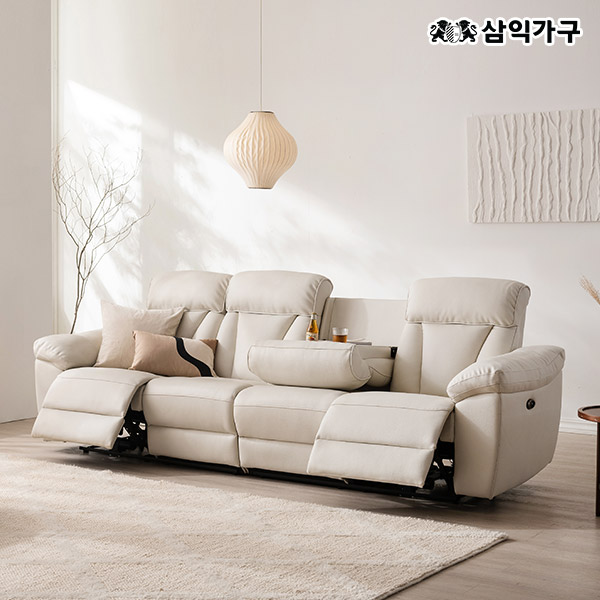 삼익가구 포엠 USB 4인용 전동 리클라이너 가죽소파(양방향) 