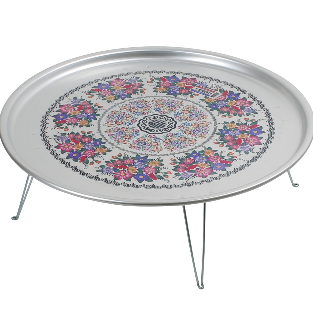 [신상품]포스아트 국산 양은발상 (5인용 5호) CH 접이식 밥상 테이블 술상 레트로