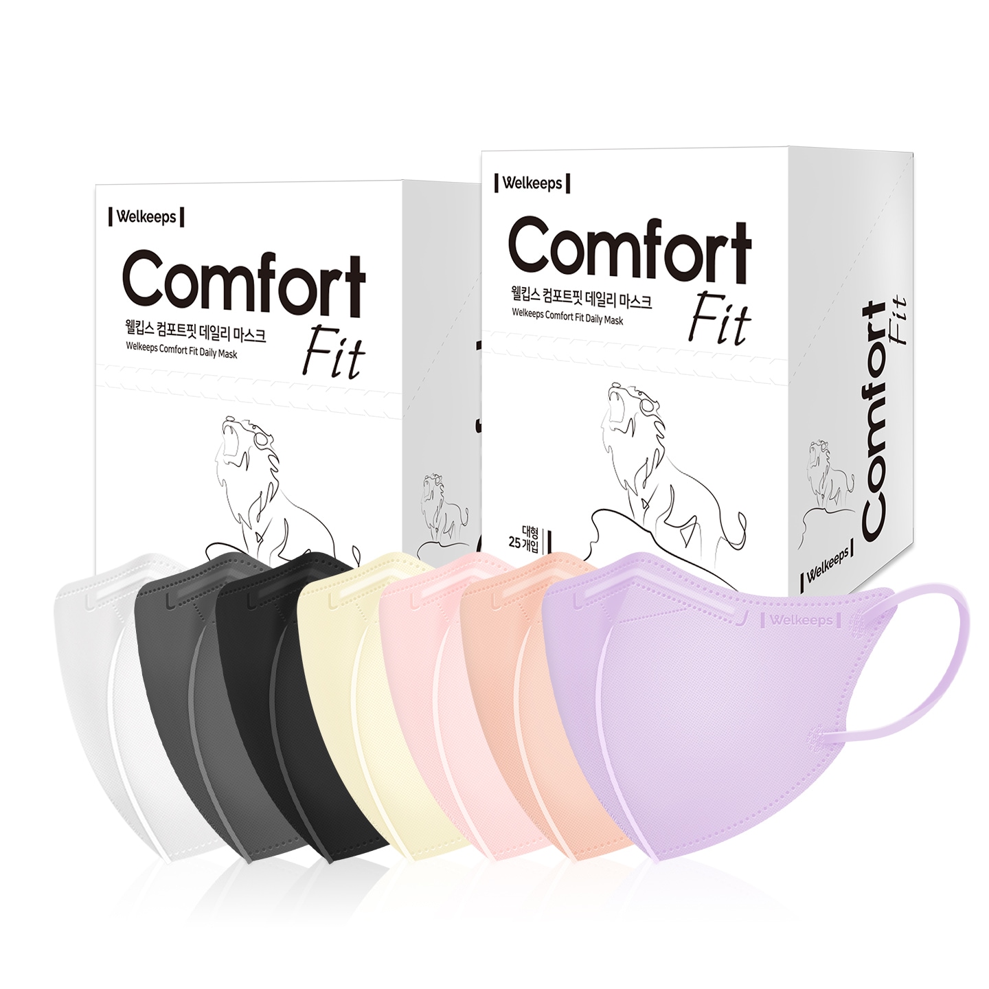 웰킵스 컴포트핏데일리 컬러마스크 25개입 X 2카톤