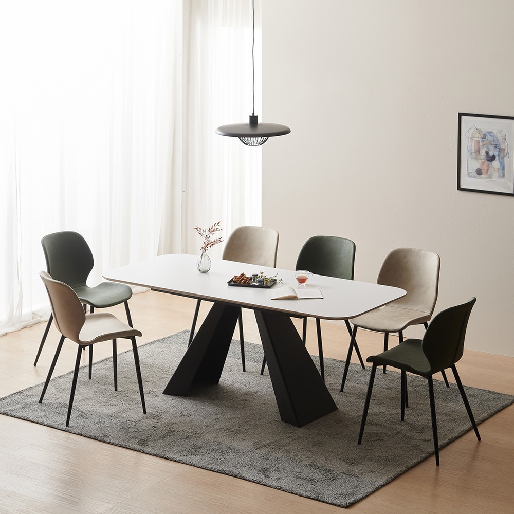 보니애가구 439,000원/말론 24T 포세린 세라믹 6인용 식탁세트 1800(의자6) 