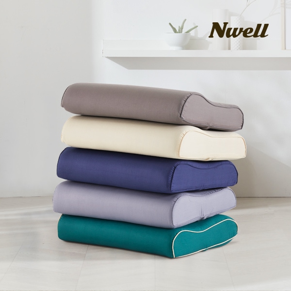 느웰 C커브 굴곡형 천연라텍스 베이직 경추 중형 베개 (솔리드) 