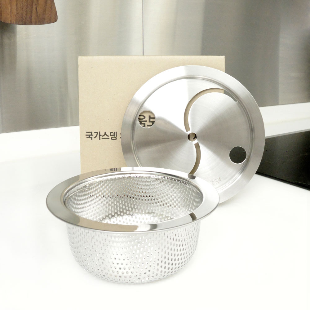 보움보움 국내생산 스텐304 배수구 싱크대망+커버 세트 (거름망/배수구/싱크대)