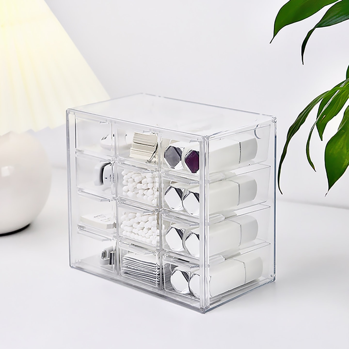 [오늘출발][신상품]스퀘어상점 투명 멀티 12칸 미니 서랍장 플라스틱 화장대 약 칸막이 정리함