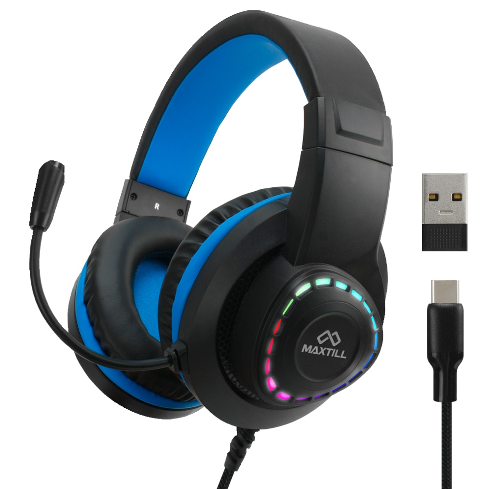 맥스틸 GM-HC10 C타입 7.1채널 서라운드 게이밍 헤드셋 RGB LED 헤드폰 USB 게임