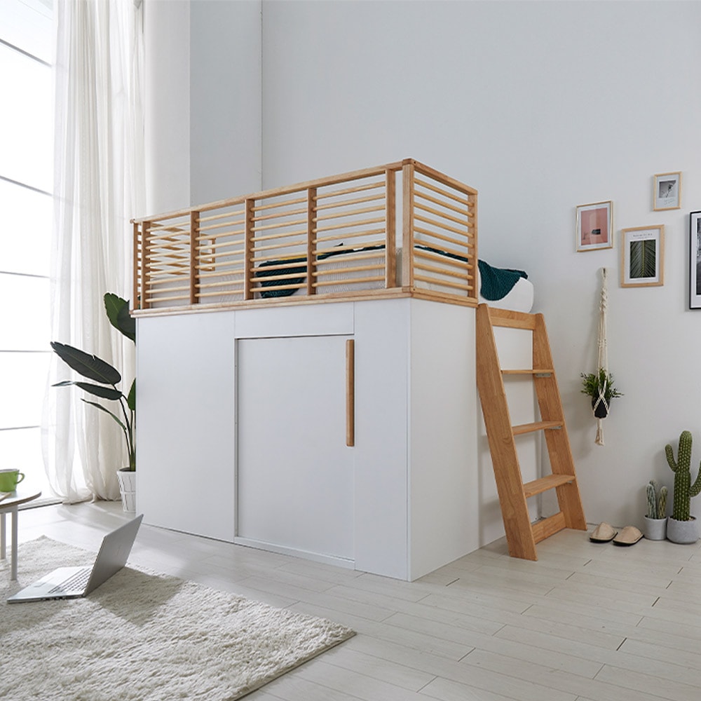 갑부가구 학생 성인 테라스 고무나무 무늬 LPM 시크릿 벙커침대 목봉가드 SS / Q 