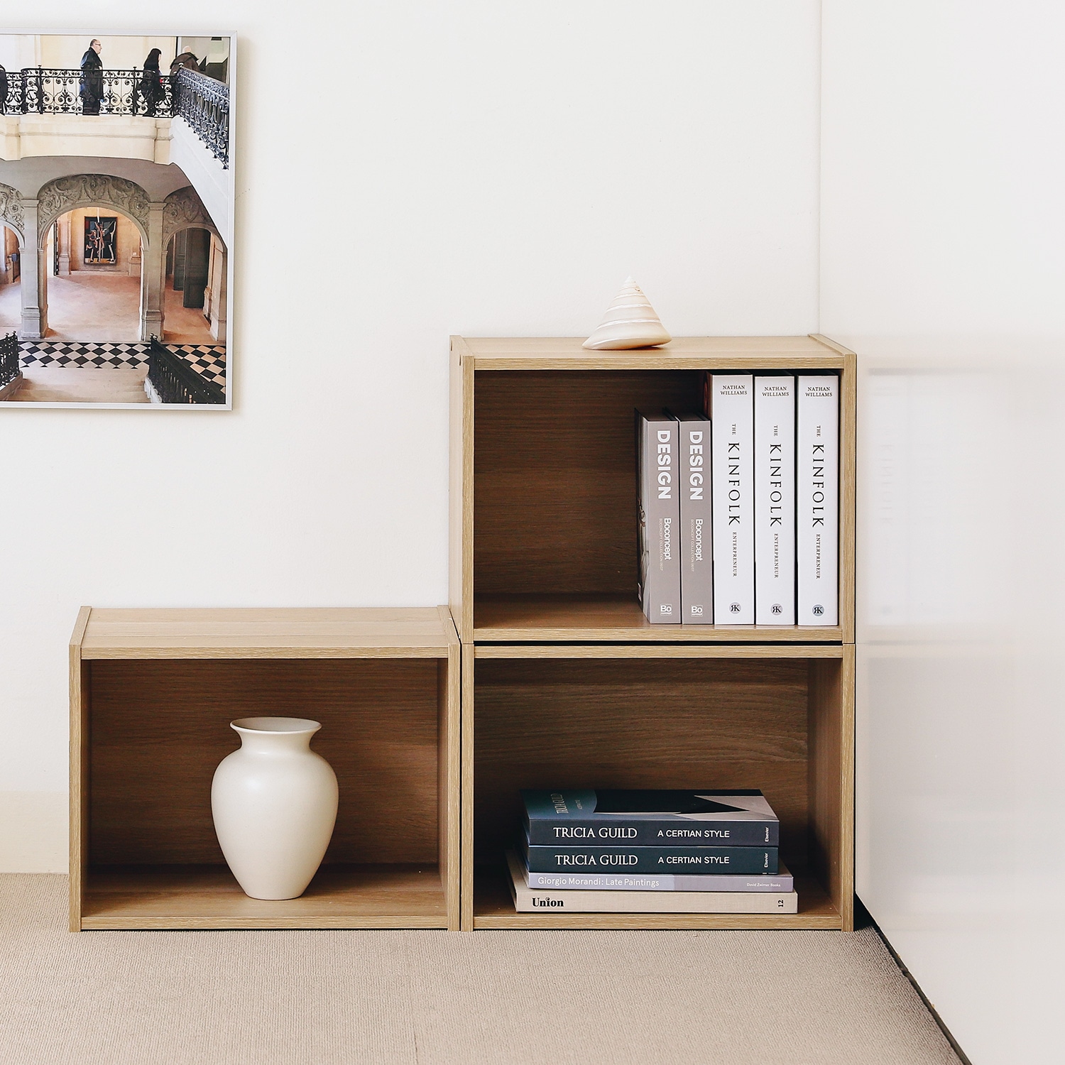 아이리스코리아 1단 책장 공간박스 책꽂이 다용도 수납장 협탁 2컬러 