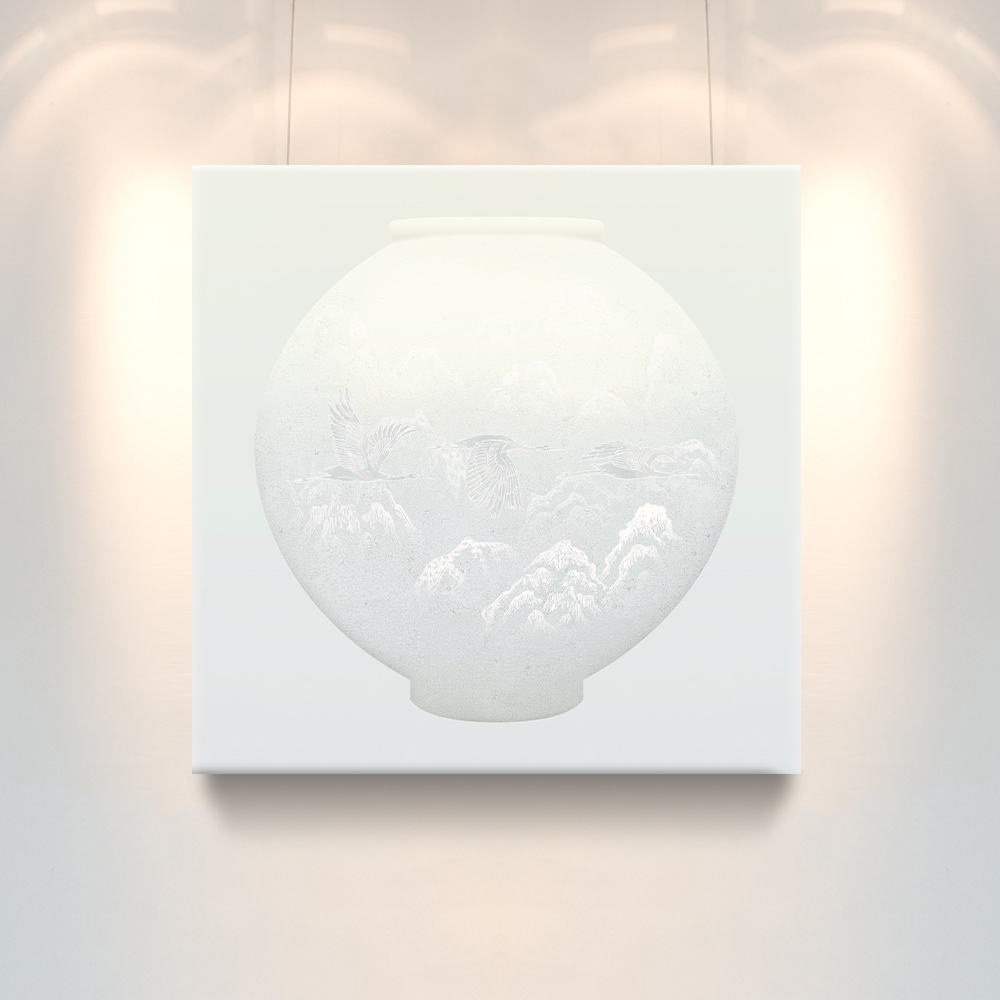 에덴미술 복을 담는, 풍수 다복 자개 달항아리 그림_CRANES