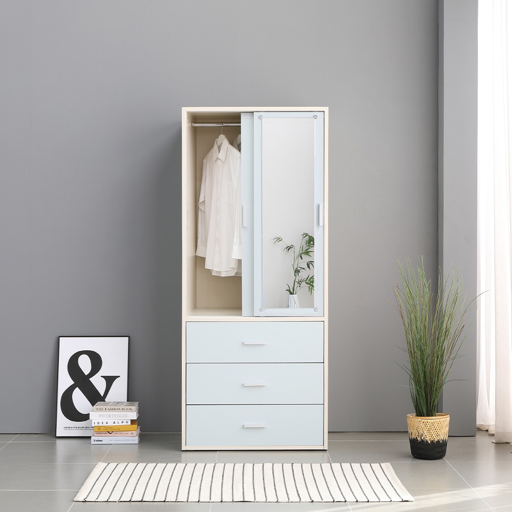 [신상품]힐링가구 슈린 드레스룸 800 슬라이드 도어 서랍옷장 3color